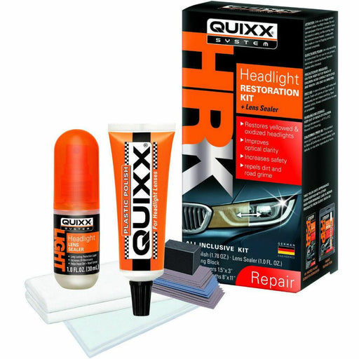 QUIXX Headlight Headlamp Cleaning Restoration Plastic Polish Restorer Kit - Xtremeautoaccessories