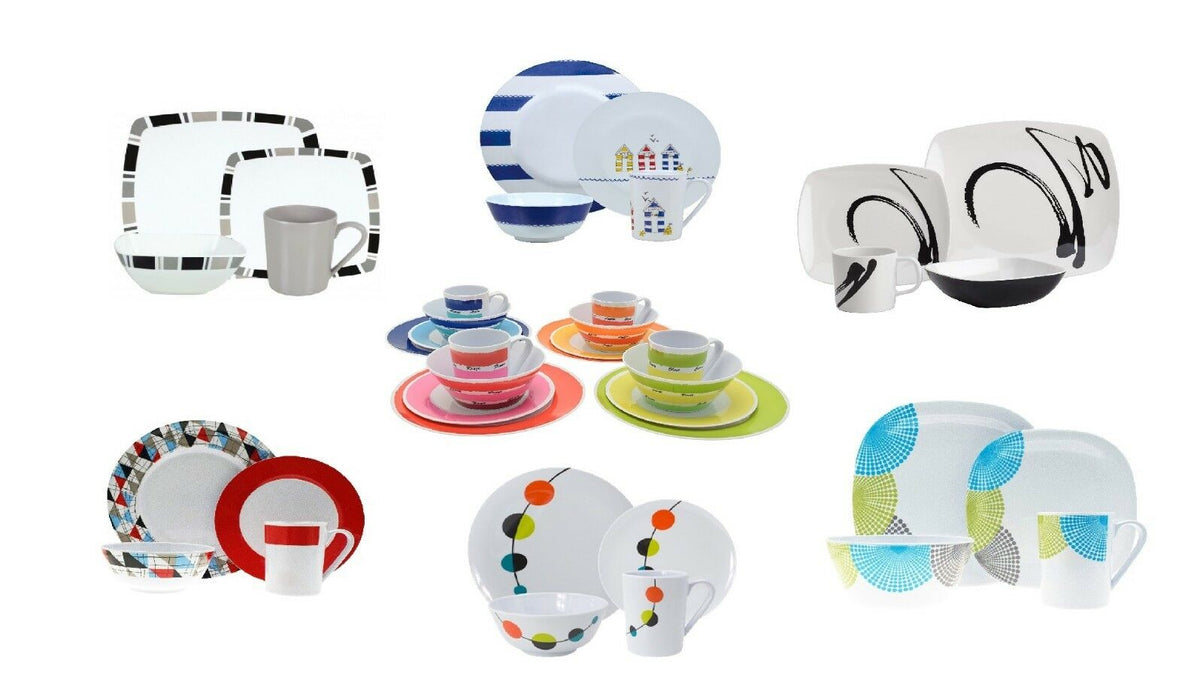 16Pc Dinner Set Plates Bowls Cups Bbq Camping Fishing Picnic Outdoor Dining Sets