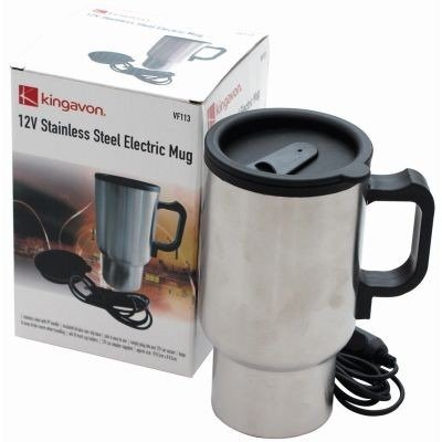 NEW 12V STAINLESS STEEL ELECTRIC MUG KETTLE JUG - CAR HEATED - REMOVEABLLE ELECTRIC WIRE