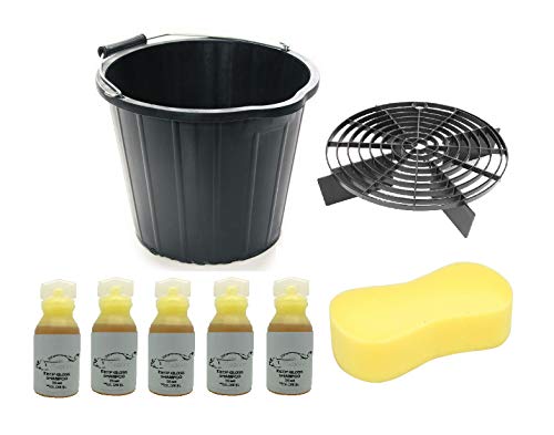 Xtremeauto Car/Van/Motorbike/Caravan 8 Piece Detailing Valet Cleaning Wash Clean Kit - 15 Litre Bucket, Scratch Shield, Washing Shampoo & Jumbo Sponge - Swirl Free
