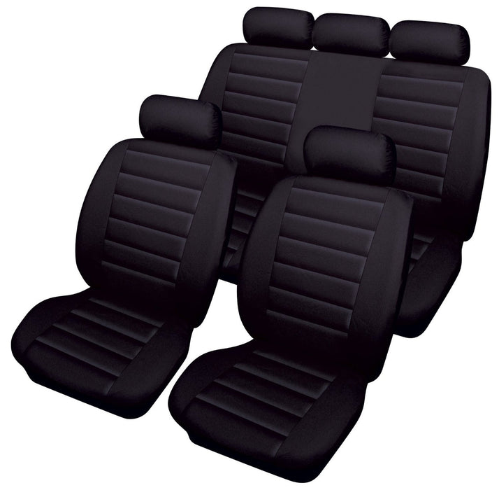 XtremeAuto® Bloomsbury Black Leather Look 8 Piece Car Seat Covers