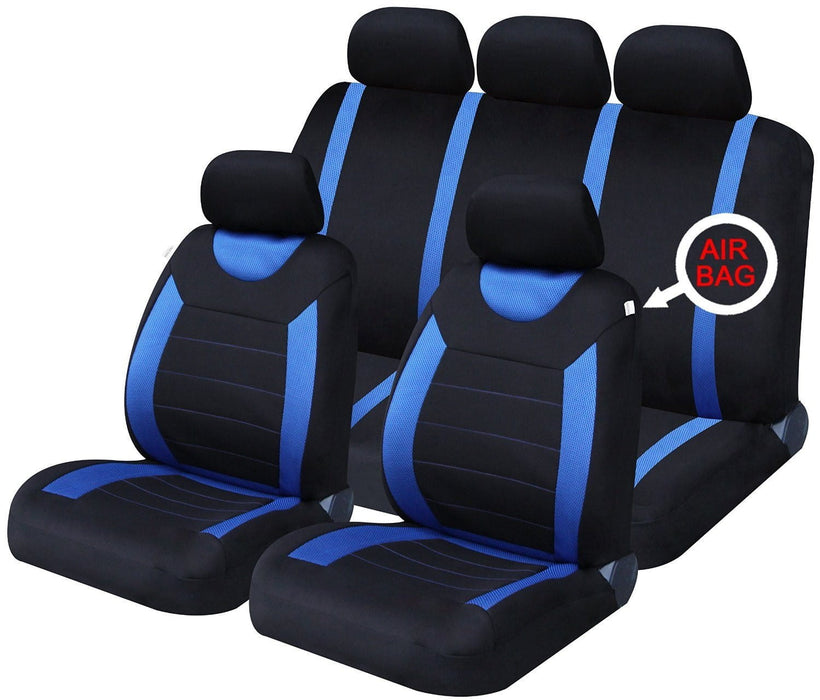 XtremeAuto® 9 PCE Sports Carnaby Blue/ Black Full Set of Seat Covers