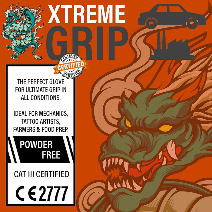 Xtremeauto Nitrile Gloves: Heavy-Duty Diamond Grip Disposable Gloves in Black - Latex-Free, Powder-Free, and Extra Strong