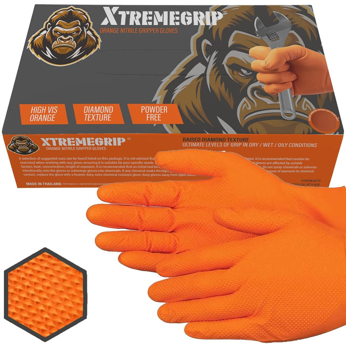 Xtremeauto Nitrile Gloves: Heavy-Duty Diamond Grip Disposable