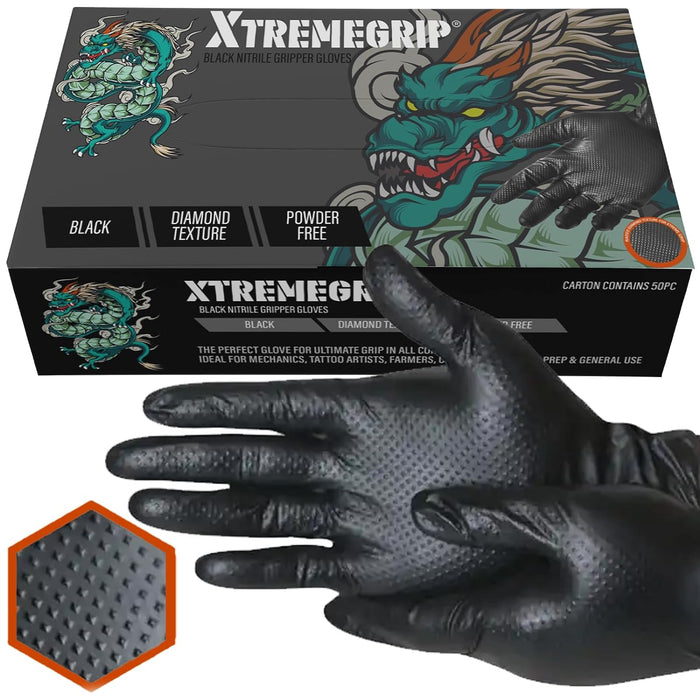 Xtremeauto Nitrile Gloves: Heavy-Duty Diamond Grip Disposable
