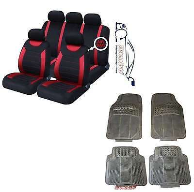 CARNABY RED CAR SEAT COVERS+RUBBER FLOOR MATS Seat Ibiza Leon Toledo Mii Arosa - Xtremeautoaccessories