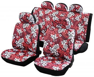 Car Seat Covers Protectors Universal washable ready Dog red hawaiian front rear - Xtremeautoaccessories