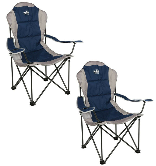 x2 President Folding Lightweight Camping Chair Blue Silver Camping Outdoor - Xtremeautoaccessories