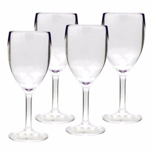 Pack of 4 Clear Plastic Acrylic Wine Glasses For Caravan and Motorhome Camping - Xtremeautoaccessories