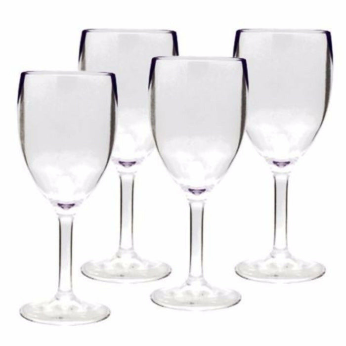 Pack of 4 Clear Plastic Acrylic Wine Glasses For Caravan and Motorhome Camping - Xtremeautoaccessories
