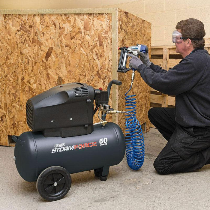 Draper 05252 50L 230V 2hp Air Compressor Heavy Duty Portable Powerful 7.3cfm 8 B - Xtremeautoaccessories