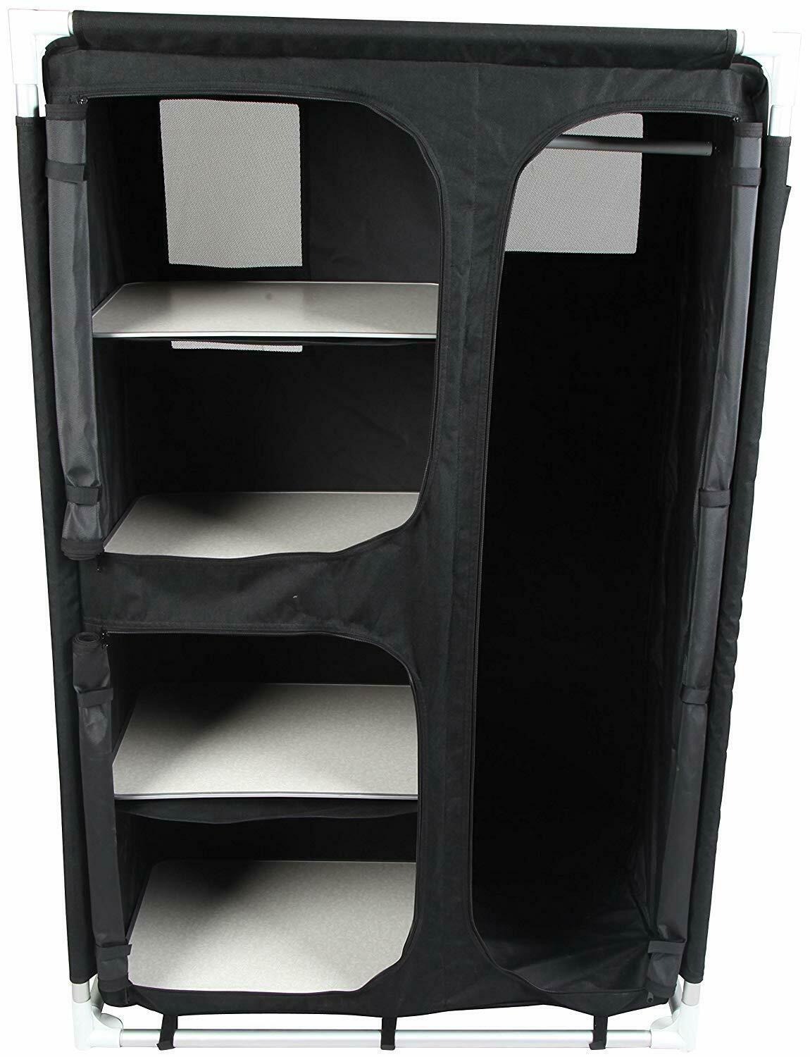Royal Wardrobe Black Medium Shelves Hanging Rail Camping Caravan Outdo — Xtremeautoaccessories