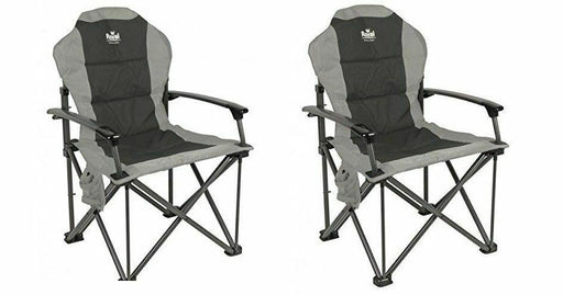 X2 (PAIR) Royal Commander Chair Black/greyÂ - Padded Camping Armchair - 2019 - - Xtremeautoaccessories