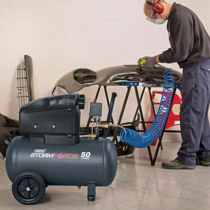 Draper 05252 50L 230V 2hp Air Compressor Heavy Duty Portable Powerful 7.3cfm 8 B - Xtremeautoaccessories