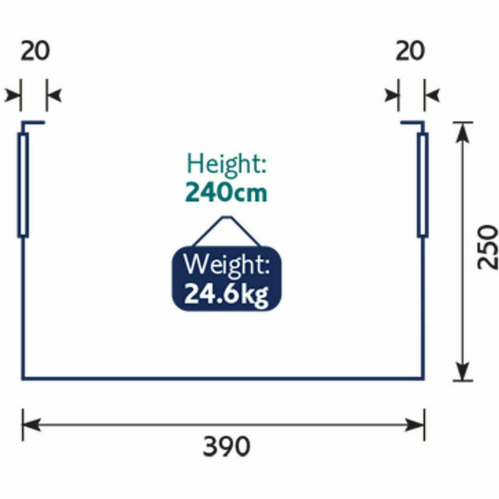 Royal Wessex 390 Lightweight Caravan Porch Awning with Alloy Rear Uprights Black - Xtremeautoaccessories