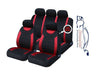 CARNABY RED CAR SEAT COVERS+RUBBER FLOOR MATS Fiat Panda Bravo Punto 500 Doblo - Xtremeautoaccessories