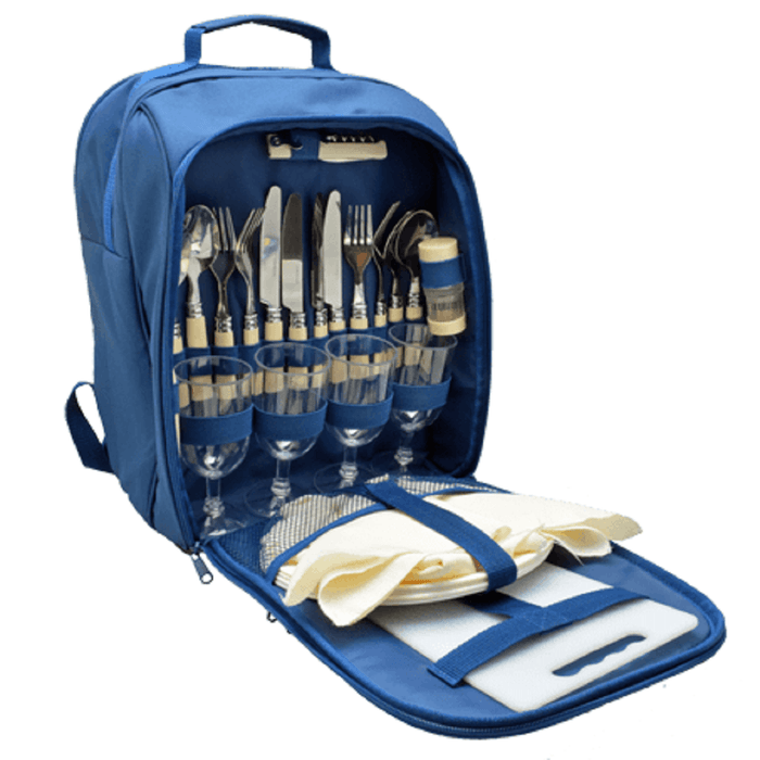 Outdoor Hiking Picnic Travel Cooler Rucksack Plates Cutlrey & Glasses 4 Persons - Xtremeautoaccessories