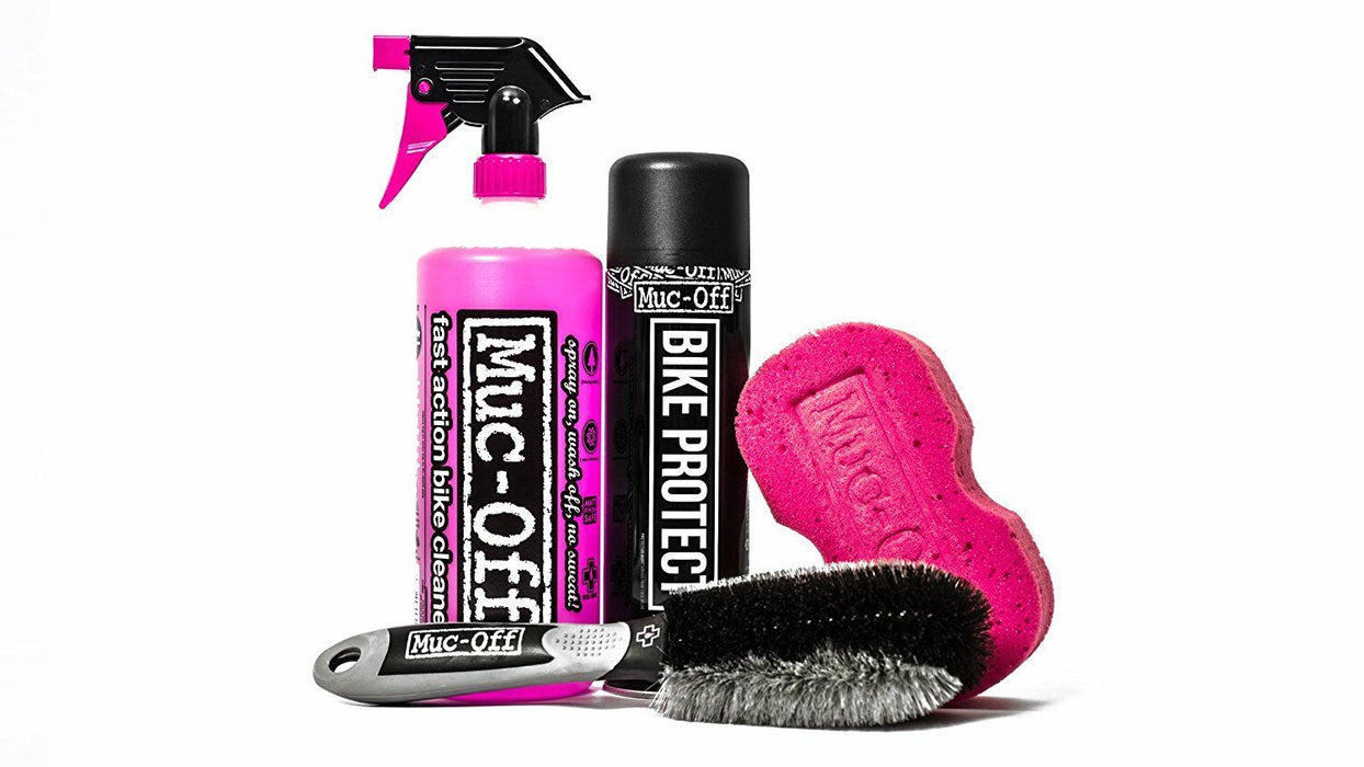 Muc Off Bike Bicycle Care Essentials Cleaning Kit - 4 Piece Set With Storage Bag