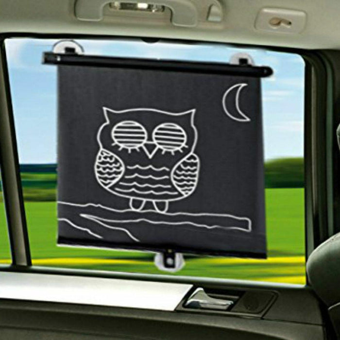 Cute Owl Roller Sun blind / Car Sun Shades Pack of 2 Adjustable Length Protects - Xtremeautoaccessories