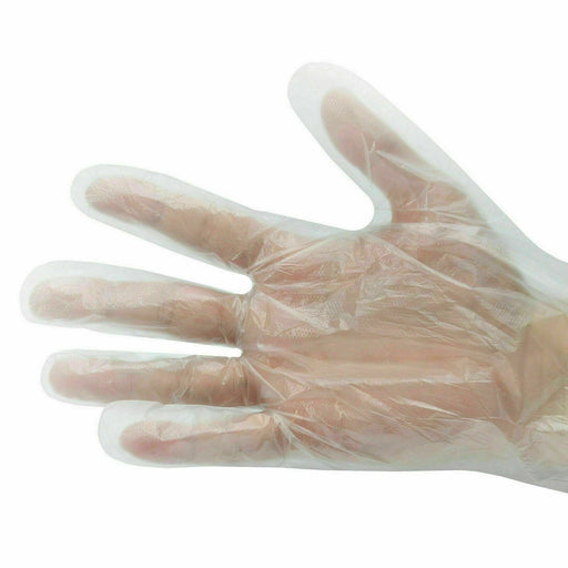 100 x Disposable Clear Polythene PE Gloves Plastic Food Safe Cleaning Size Large - Xtremeautoaccessories