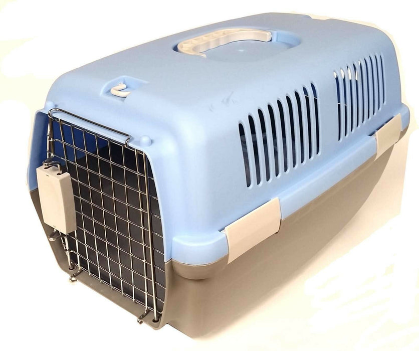 CAT DOG ANIMAL PORTABLE TRAVELLING CARRIER CRATE FOR TRANSPORTING + METAL CAGE - Xtremeautoaccessories