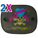 x2 Ed Hardy Universal Car Sun Shade Tattoo Skulls Roses Death Metal 36x44cm - Xtremeautoaccessories