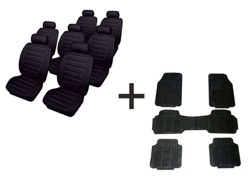 Tailor Made Seat Cover For Toyota Previa 2000-2005 BLACK LEATHER LOOK + MPV MATS - Xtremeautoaccessories