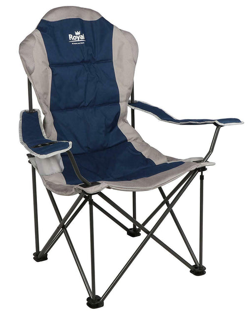 President Folding Lightweight Camping Chair Blue Silver Caravan Camping Outdoor - Xtremeautoaccessories