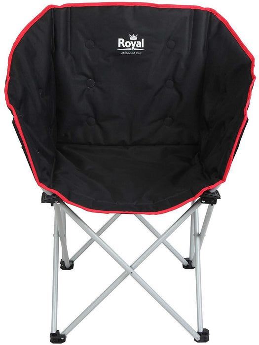 Royal Tub Chair Seat Outdoor Camping Caravan Small Compact Black - Burgundy Trim - Xtremeautoaccessories