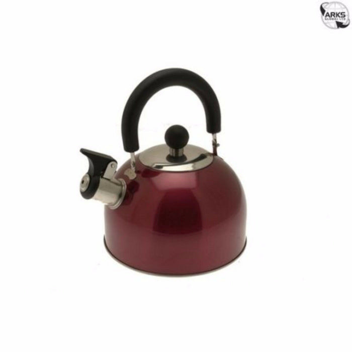 High Gloss Red Whistle Kettle - Camping Caravan Gas Cooker 2 Litre