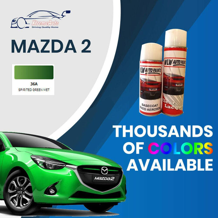 Mazda 2 Colours Stone Chip Scratch 400ml Aerosol 36A Spirited Green Met - Xtremeautoaccessories