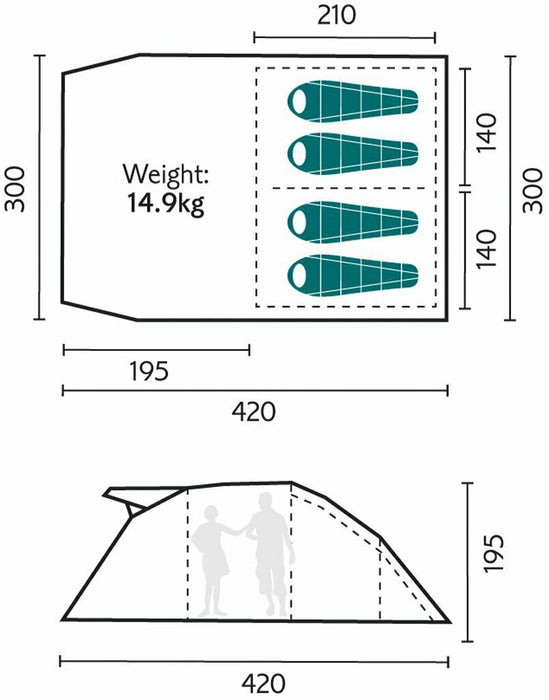 ROYAL PORTLAND AIR 4 PERSON BIRTH TENT CAMPING FAMILY VALDES - EASY UP - Xtremeautoaccessories