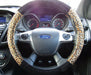 Leopard Print Car Steering Wheel Cover Glove 37>39cm Soft Suede Universal Fit - Xtremeautoaccessories