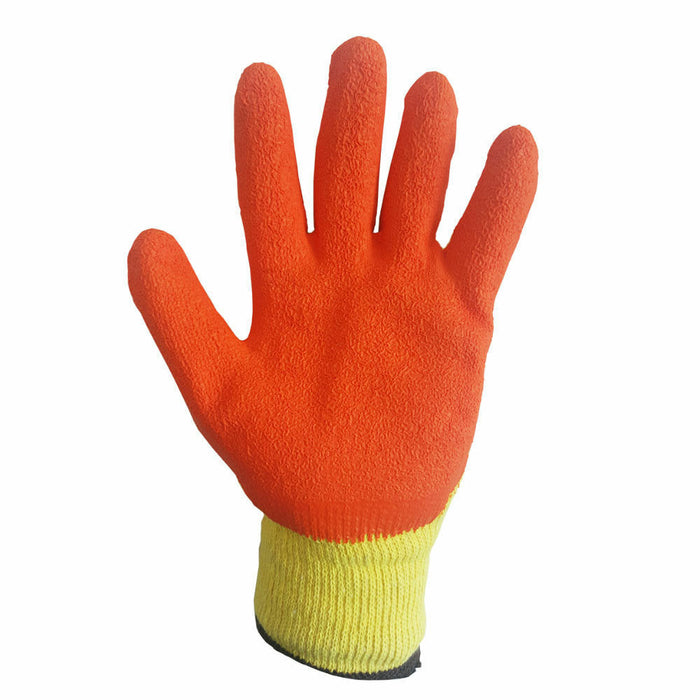 Pairs Latex Coated Orange Rubber Safety Work Gloves Mens Builders Gardening