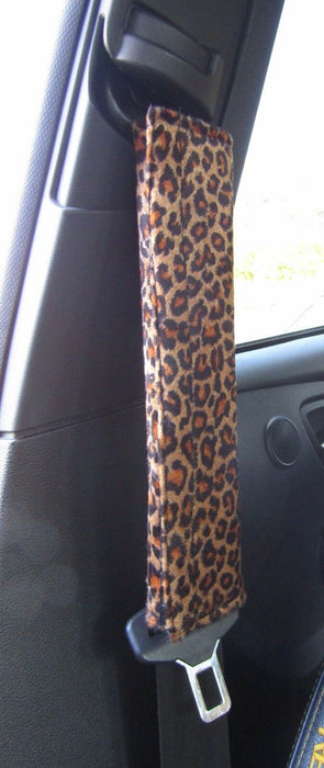 Leopard Print Car / Van Steering Wheel Cover Seat Belt Pads - Xtremeautoaccessories