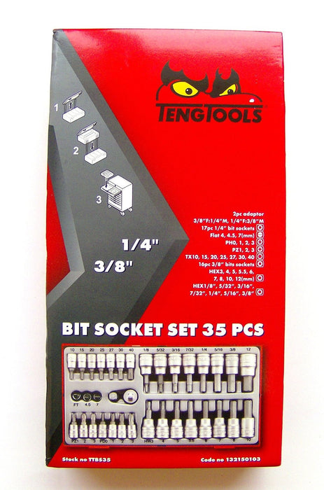 Teng Tools 35 Piece Socket/Bit Set In Tray Tool control system - TTBS35