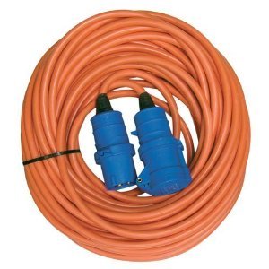 25m Orange Caravan / Camping Hook up Extension Lead Cable with 16 amp Blue Plug and Socket