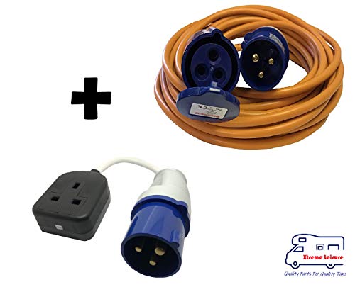 Xtremeleisure Caravan, Motorhome, Campervan 10m 240V Mains Hookup Cable Lead & Conversion Adapter Lead 13A Socket
