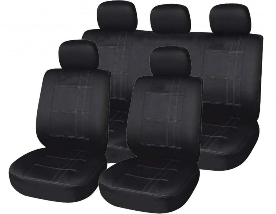 XtremeAuto Universal Fit Black With Pin Strip Car Seat Covers