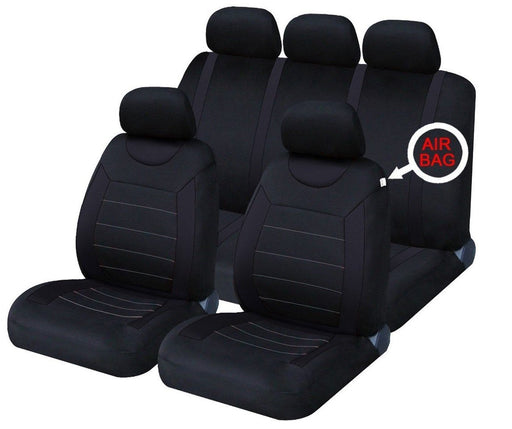 XtremeAuto® Universal 9 PCE Sports Rallye Black Full Set of Seat Covers - Xtremeautoaccessories