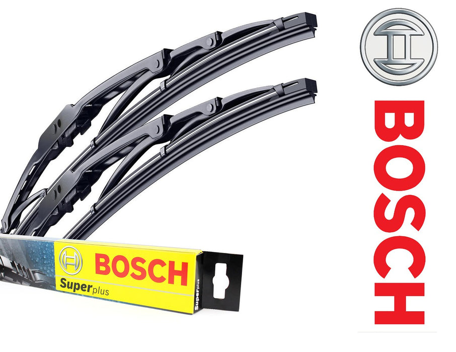 Mitsubishi Pajero Mk3 Sport 1999-2007 Bosch Super+ Replacement Front Screen Windscreen Wiper Blades + Wurth Screen Wash