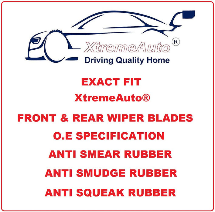 Volkswagen Polo Mk4 Hatchback 2002-2005 Xtremeauto® Front/Rear Screen Window Windscreen Replacement Wiper Blades Pair