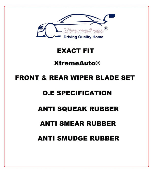 Ford Fusion 2002-2012 Xtremeauto® Front/Rear Window Windscreen Replacement Wiper Blades