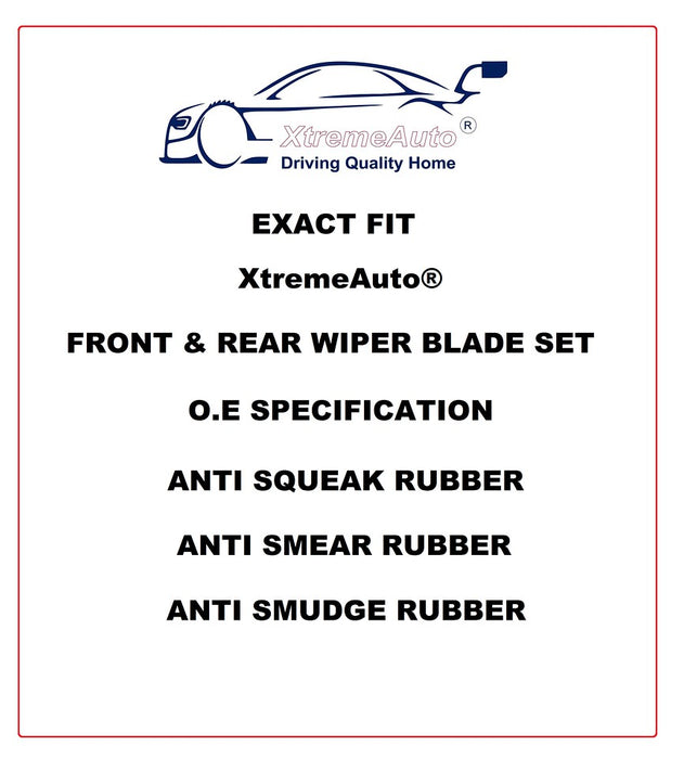 Kia Soul Mk2 2014-2016 Xtremeauto® Front/Rear Window Windscreen Replacement Wiper Blades