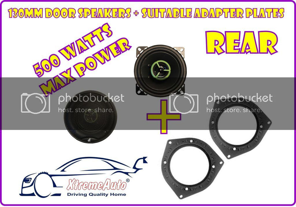 Front Door & Rear Speakers + Adaptor Plates For Renault, Clio, Megane, Twingo