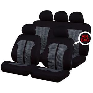 XtremeAuto® Universal 9 PCE Classic Timeless Grey / Black Full Set of Seat Covers - Xtremeautoaccessories