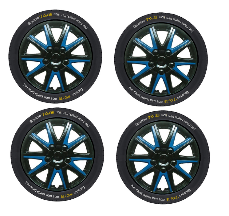 Skoda Rapid Spaceback Black Blue Wheel Trims Covers (2012-2016)