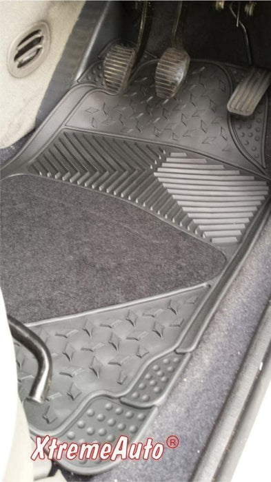 XtremeAuto® Universal Fit Full Set of Front & Rear Carpet / Rubber Car MATS Black