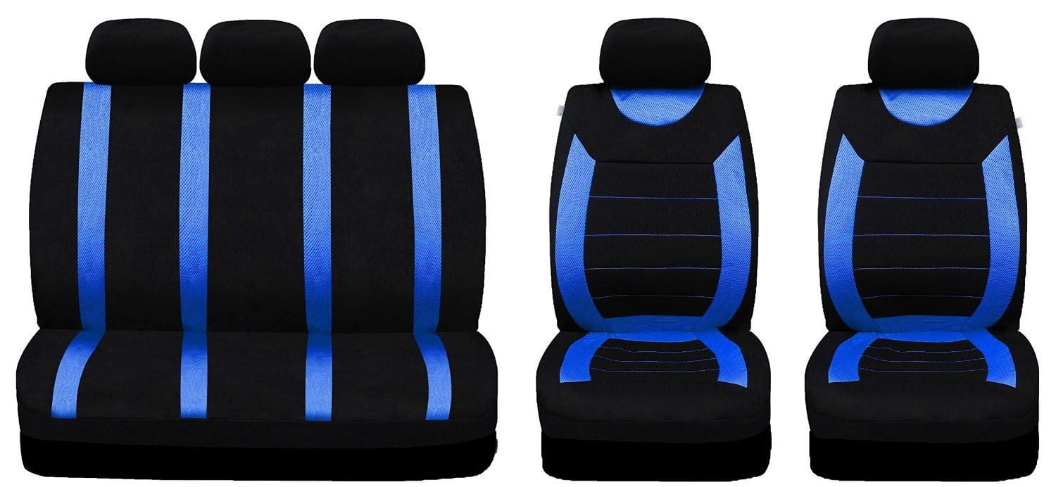 XtremeAuto® 9 PCE Sports Carnaby Blue/ Black Full Set of Seat Covers
