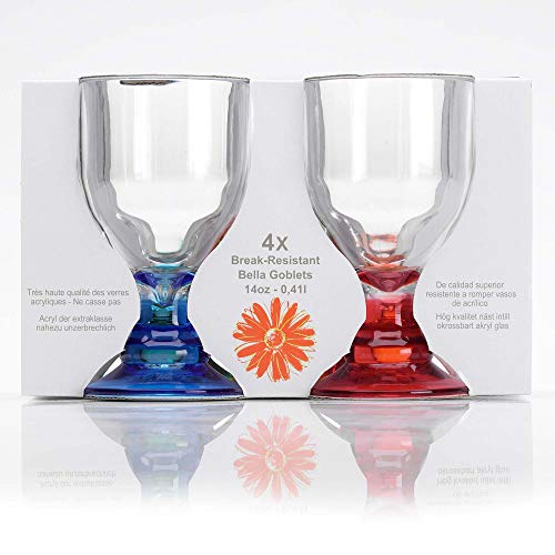 Flamefield Party Bella Acrylic Wine Goblets - Pack of 4, Assorted
